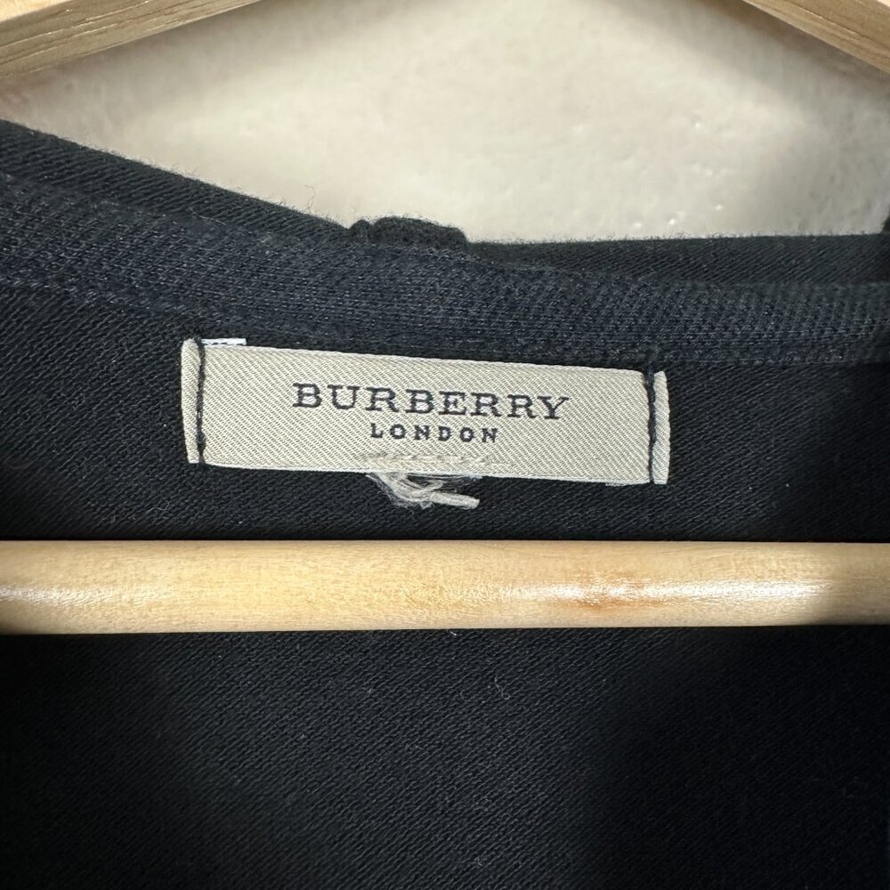 Burberry London Womens Medium Hoodie Nova Check Luxury Designer Casual Black - Picture 2 of 5